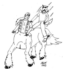 Argon being ambushed by Wolf wearing spurs.