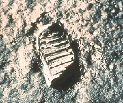Mankind's first footprint on the moon.