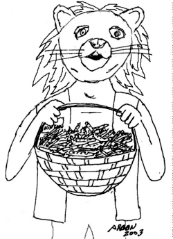 Patch holding a basket of 'Toot Sweets'